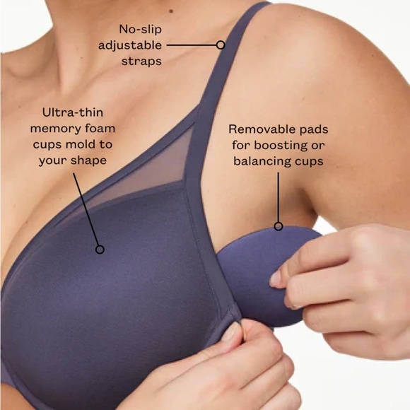 Thirdlove 24/7 Classic Uplift Plunge Mesh Bra Size 32F In Black - Picture 7 of 12